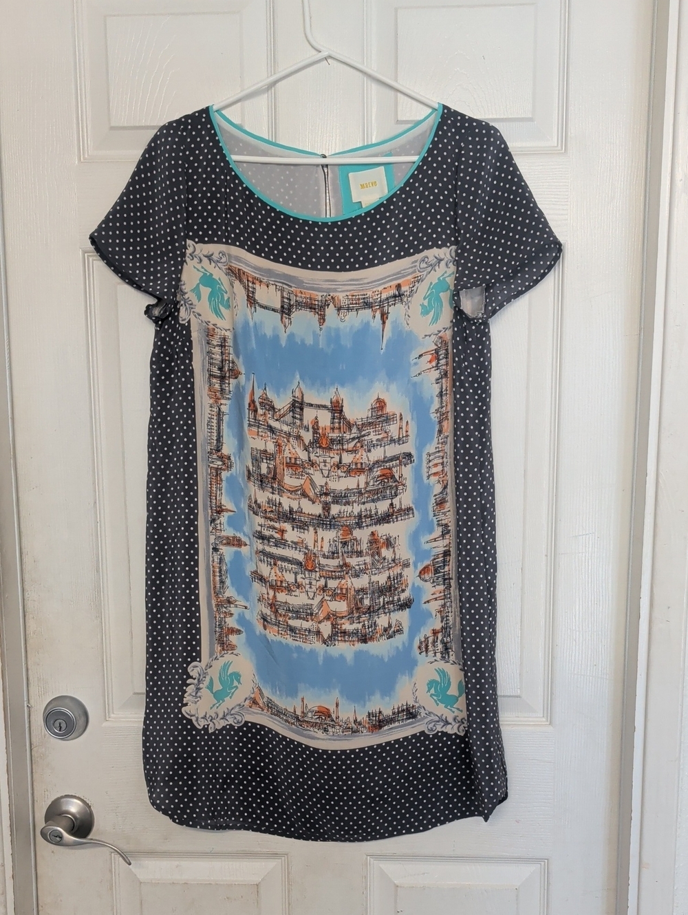 Anthropologie Maeve Around Town Charming Printed Silk Tee Dress ~ Size M